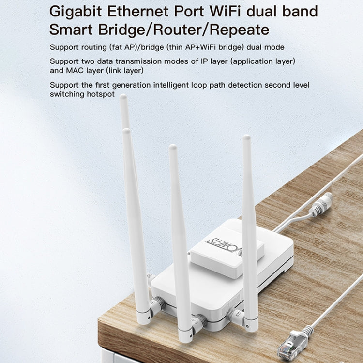 VONETS VAR1200-H 1200Mbps Wireless Bridge External Antenna Dual-Band WiFi Repeater, With DC Adapter Set, VAR1200-H With DC Adapter Set