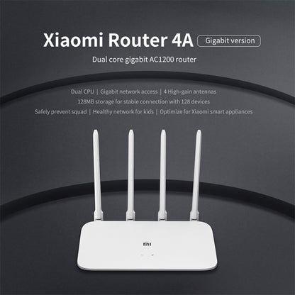 Original Xiaomi WiFi Router 4A Smart APP Control AC1200 1167Mbps 128MB 2.4GHz & 5GHz Dual-core CPU Gigabit Ethernet Port Wireless Router Repeater with 4 Antennas, Support Web & Android & iOS, US Plug, 4A (Dual-core CPU)