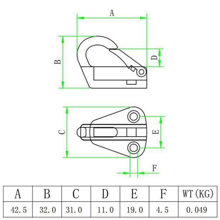 316 Stainless Steel Yacht Fender Hook Spring Coat Hook with 2 x 3.9x13 Screws, Spring Hook with 2 x 3.9x13 Screws