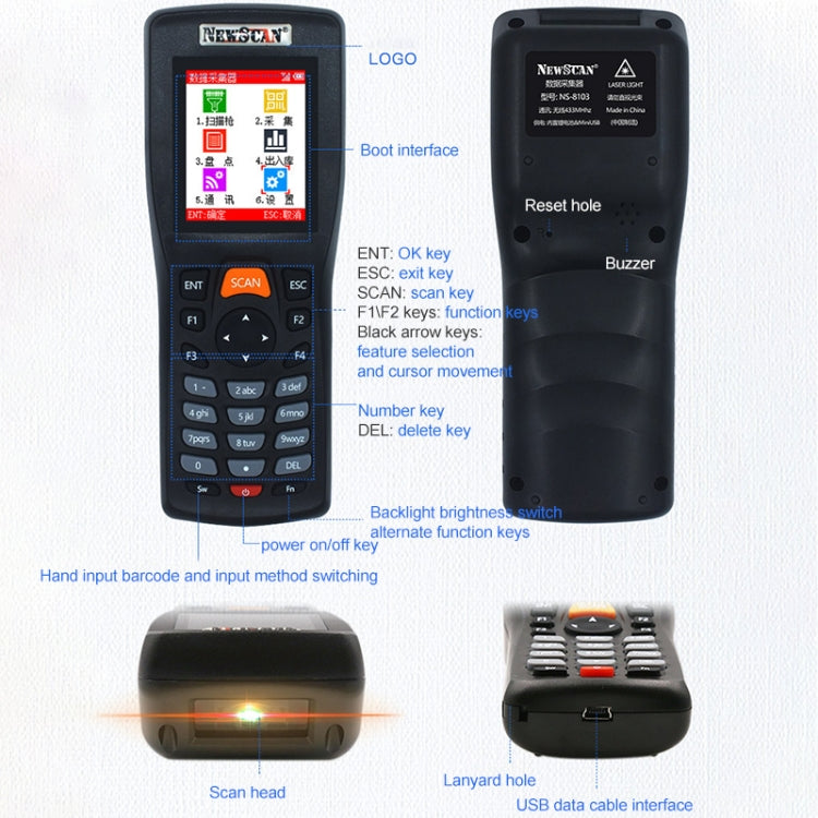 NEWSCAN NS8103H One-dimensional Red Light High Speed Wireless Barcode Scanner Collector, NS8103H