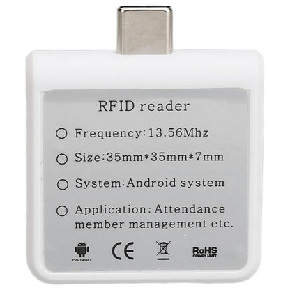 Type-C 13.56MHz RFID IC Card 14443A RFID Phone Reader, Type-C 13.56MHz