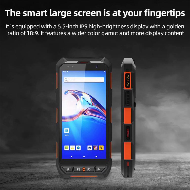 5.5 inch Android 10 IP65 RFID Handheld Industrial Data Terminal Barcode Scanner, Style: NFC UHF + 2D Head, NFC HF + 2D Head