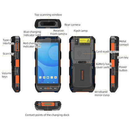 5.5 inch Android 10 IP65 Handheld Industrial Data Terminal Barcode Scanner, Style: RFID UHF + NFC HF + 2D Head, RFID UHF + NFC HF + 2D Head