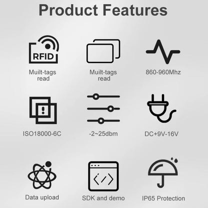 UHF Electronic Tag Identification RFID Reader / Writer 7dbi Antenna Integrated Reader, Style: USB Virtual Port, USB Virtual Port