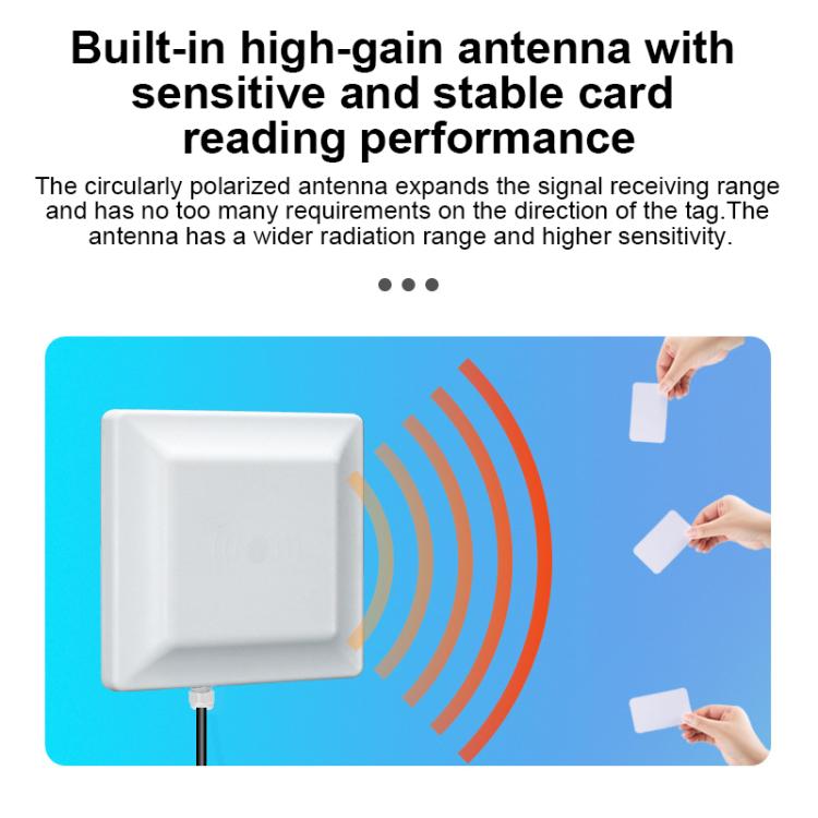 UHF Electronic Tag Identification RFID Reader / Writer 7dbi Antenna Integrated Reader, Style: USB Virtual Port, USB Virtual Port