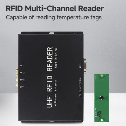 4-Channel UHF RFID Reader Writer with Antenna, MODBUS Passive Temperature Sensor Reader for Electric Power Monitoring, RFID Reader with Antenna