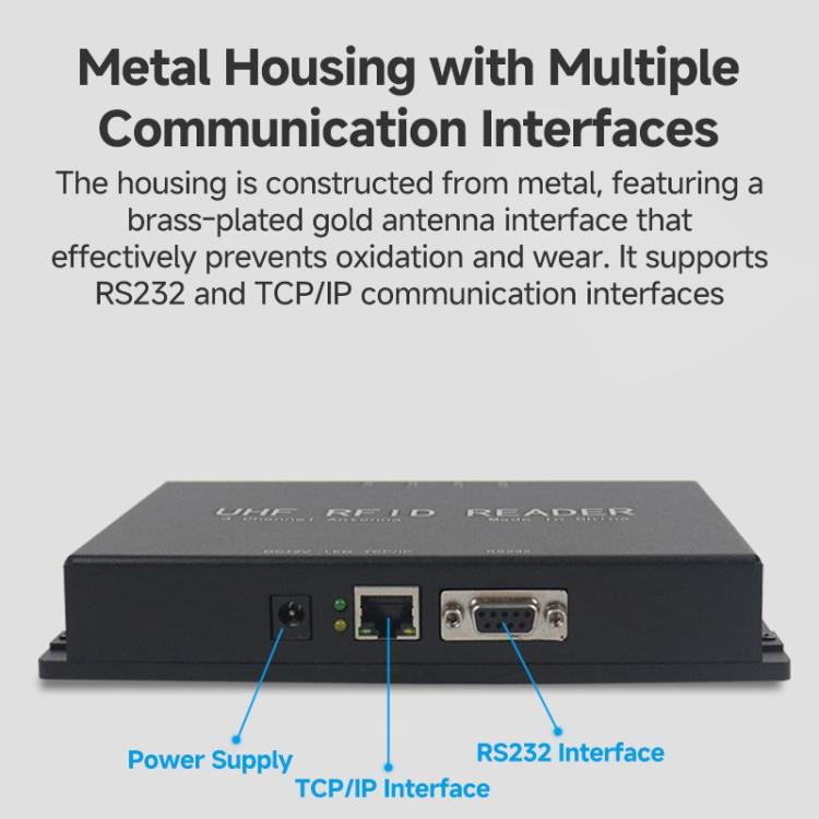 4-Channel UHF RFID Reader Writer with Antenna, MODBUS Passive Temperature Sensor Reader for Electric Power Monitoring, RFID Reader with Antenna