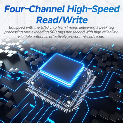 RFID 4-Channel UHF Long-Range Reader with Antenna, Industrial Access Control & Warehouse Management RFID Reader / Writer, Reader with Antenna