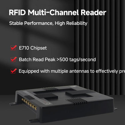 8-Channel RFID Reader / Writer with Impinj E710 Module, Fixed UHF Industrial Long-Range Reader for Warehouse Management, 8-Channel RFID Reader