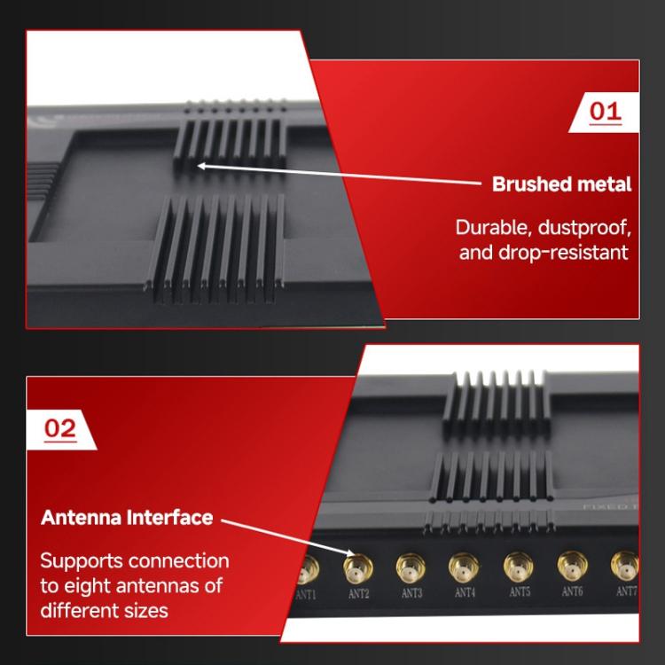 8-Channel RFID Reader / Writer with Impinj E710 Module, Fixed UHF Industrial Long-Range Reader for Warehouse Management, 8-Channel RFID Reader