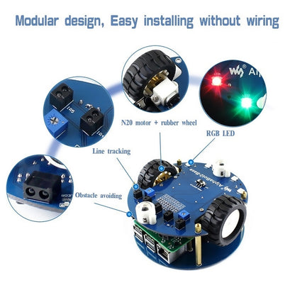 Waveshare AlphaBot2 Robot Building Kit For Raspberry Pi 3 Model B (No Pi), For Raspberry Pi 3 Model B (No Pi)