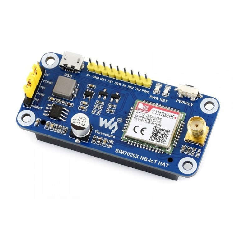 Waveshare NB-IoT HAT for Raspberry Pi, for Europe, Asia, Africa, Australia, NB-IoT HAT