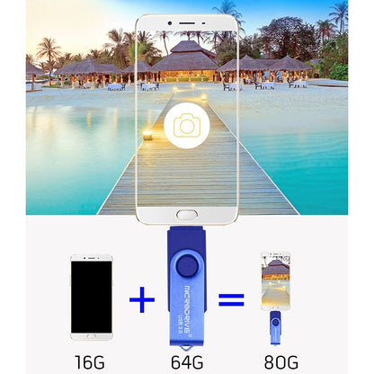 MicroDrive 16GB USB 3.0 Android Phone & Computer Dual-use Rotary Metal U Disk, 16GB