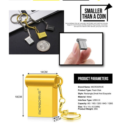 MicroDrive 32GB USB 2.0 Metal Mini USB Flash Drives U Disk, 32GB