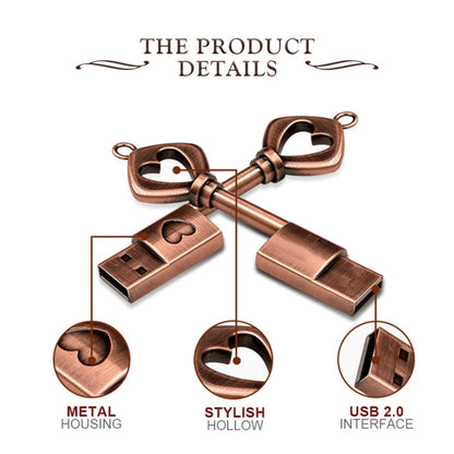 MicroDrive 32GB USB 2.0 Copper Love Key U Disk, 32GB