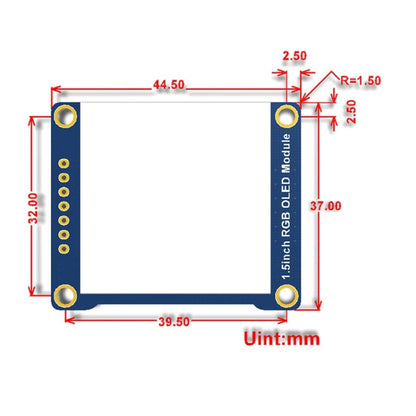 Waveshare General 1.5 inch 128x128 16-bit High Color RGB OLED Display Module, 14747