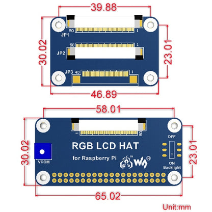 Waveshare 5.0 inch 800x480 IPS Display for Raspberry Pi, DPI interface, No Touch, 5.0 inch No Touch