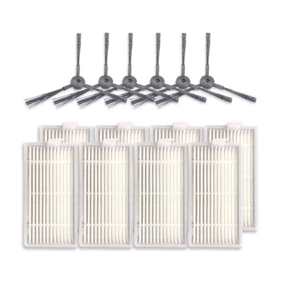 XI243 3 Pairs K614 Side Brushes + 8 PCS I208 Filters Set for ILIFE V5S Pro / V50 / V5S, XI243