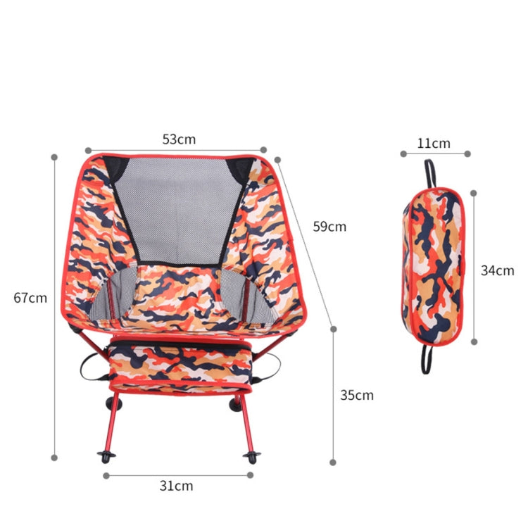 Outdoor Camouflage Portable Folding Camping Chair Light Fishing Beach Chair Aviation Aluminum Alloy Backrest Recliner, Backrest Chair(blue), Backrest Chair(green), Backrest Chair(orange)
