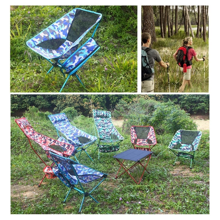 Outdoor Camouflage Portable Folding Camping Chair Light Fishing Beach Chair Aviation Aluminum Alloy Backrest Recliner, Backrest Chair(blue), Backrest Chair(green), Backrest Chair(orange)
