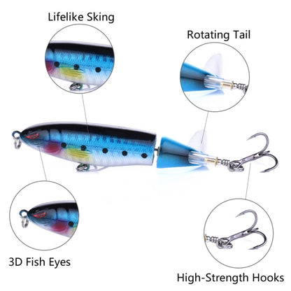 HENGJIA PE018 10cm/13g Propeller Tractor Shaped Hard Baits Fishing Lures Tackle Baits Fit Saltwater and Freshwater, PE018 1#, PE018 2#, PE018 3#, PE018 4#, PE018 5#, PE018 6#, PE018 7#, PE018 8#
